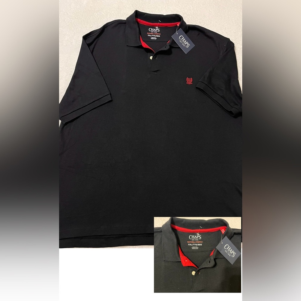 Chaps Men's Polo Shirt in Black with Red Logo